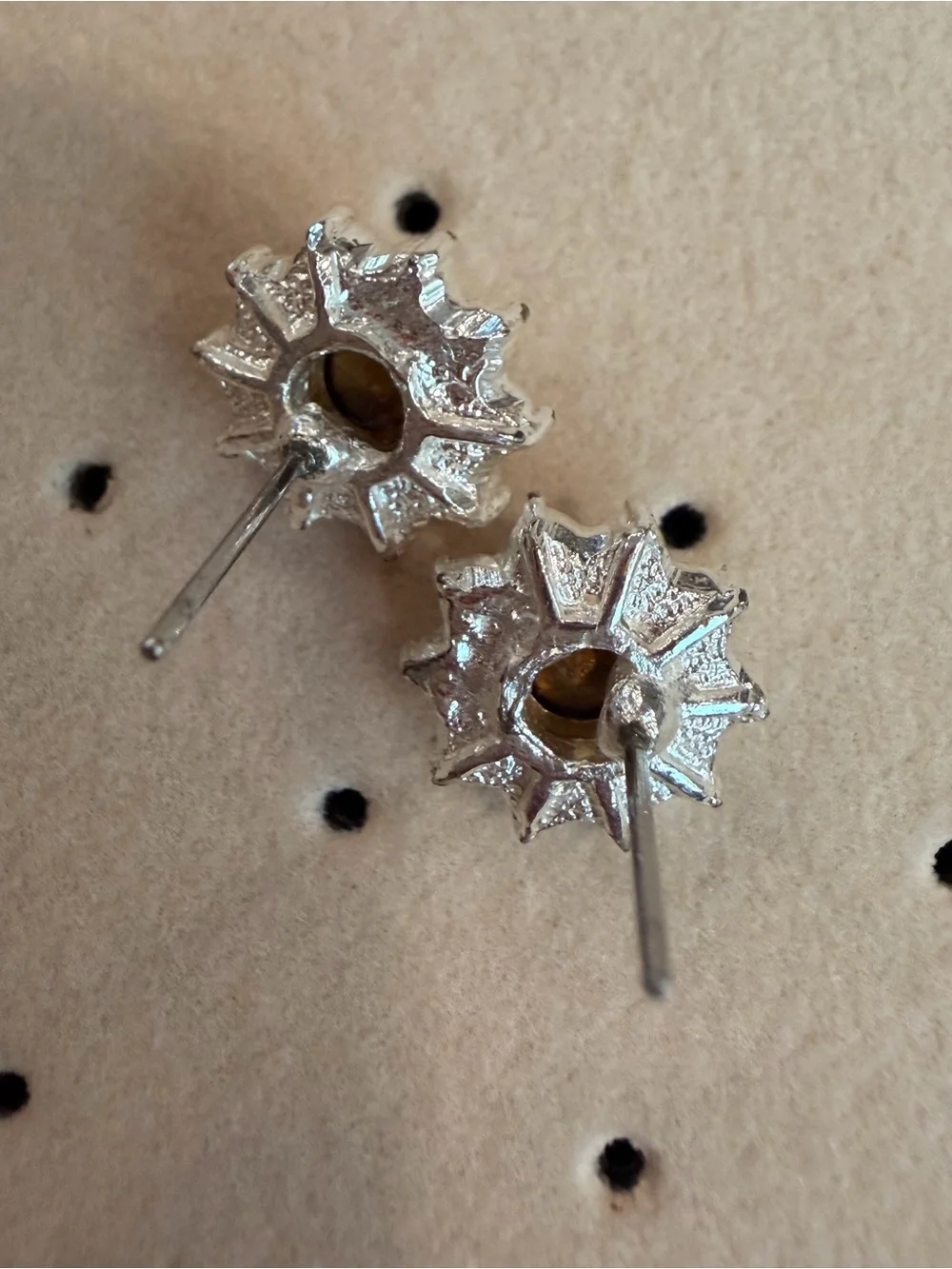 Vintage Signed Roman Crystal Halo Flower Stud Earrings-1069